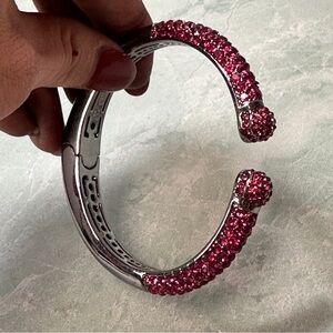 Joan Boyce Hot Pink Pave Crystal and Gunmetal Gray Bangle Bracelet